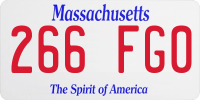 MA license plate 266FG0