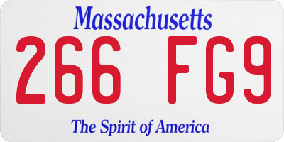 MA license plate 266FG9