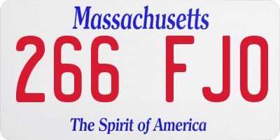 MA license plate 266FJ0