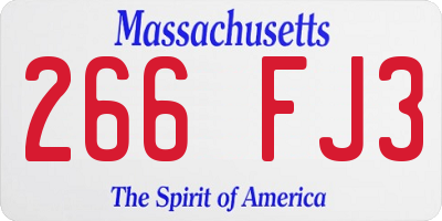 MA license plate 266FJ3