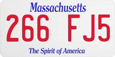 MA license plate 266FJ5