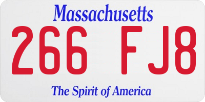 MA license plate 266FJ8