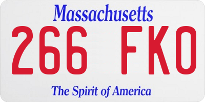 MA license plate 266FK0