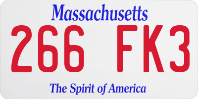 MA license plate 266FK3