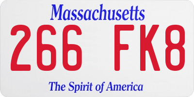 MA license plate 266FK8