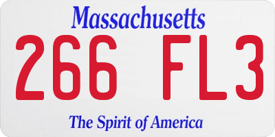 MA license plate 266FL3