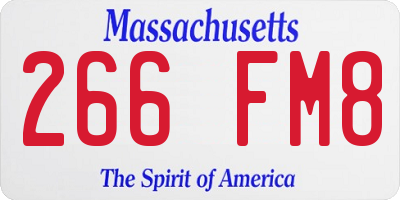 MA license plate 266FM8
