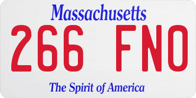MA license plate 266FN0