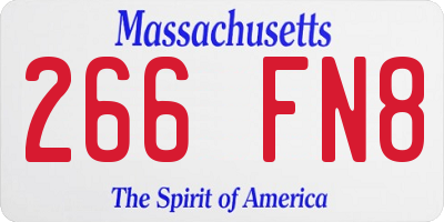 MA license plate 266FN8