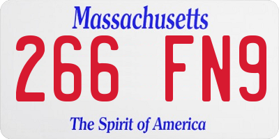 MA license plate 266FN9