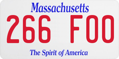 MA license plate 266FO0