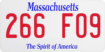 MA license plate 266FO9