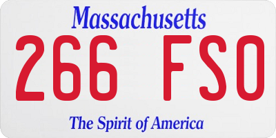 MA license plate 266FS0
