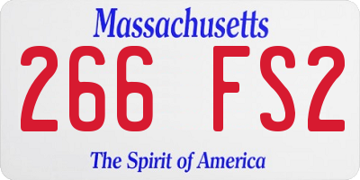 MA license plate 266FS2