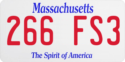 MA license plate 266FS3