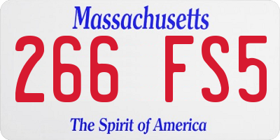 MA license plate 266FS5