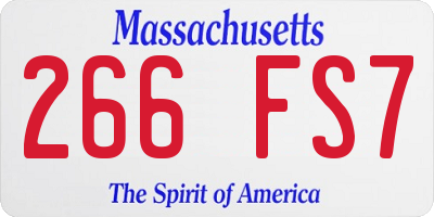 MA license plate 266FS7