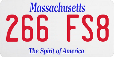MA license plate 266FS8