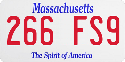 MA license plate 266FS9