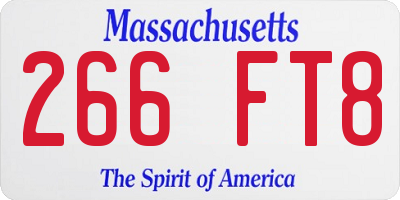MA license plate 266FT8