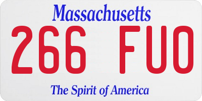 MA license plate 266FU0