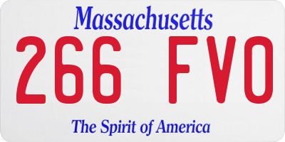 MA license plate 266FV0