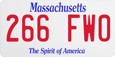 MA license plate 266FW0