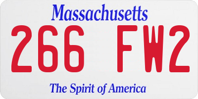 MA license plate 266FW2