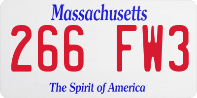 MA license plate 266FW3