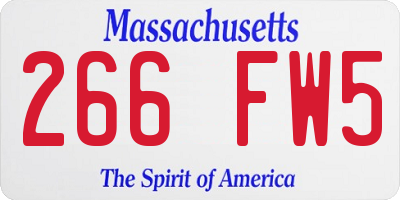 MA license plate 266FW5