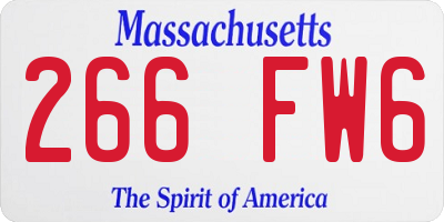 MA license plate 266FW6