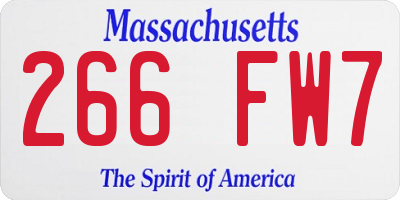 MA license plate 266FW7