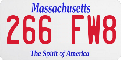 MA license plate 266FW8