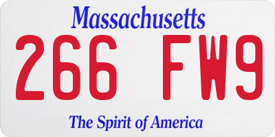 MA license plate 266FW9