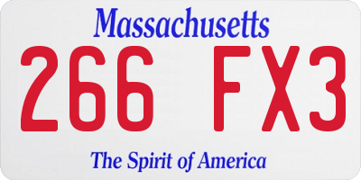 MA license plate 266FX3