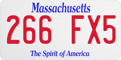 MA license plate 266FX5