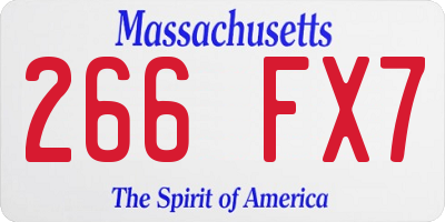 MA license plate 266FX7