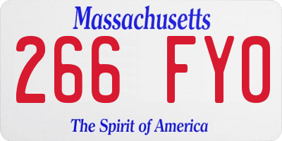 MA license plate 266FY0