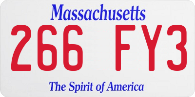 MA license plate 266FY3