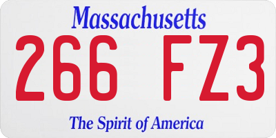 MA license plate 266FZ3