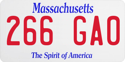 MA license plate 266GA0