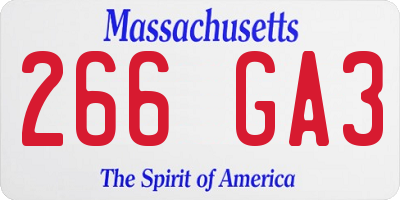 MA license plate 266GA3