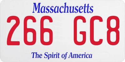 MA license plate 266GC8