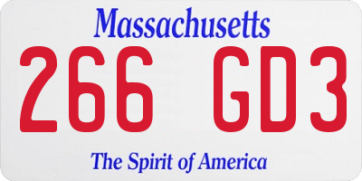 MA license plate 266GD3