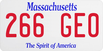 MA license plate 266GE0
