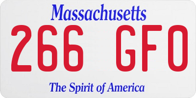 MA license plate 266GF0