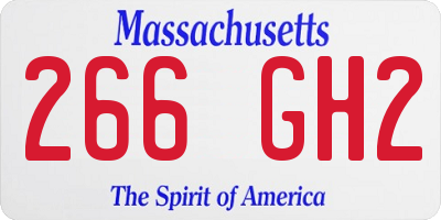 MA license plate 266GH2