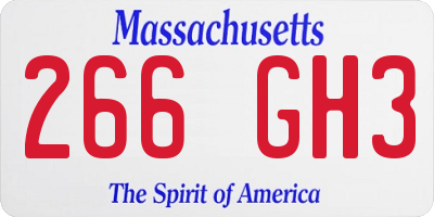 MA license plate 266GH3