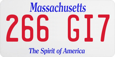 MA license plate 266GI7