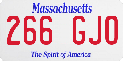 MA license plate 266GJ0